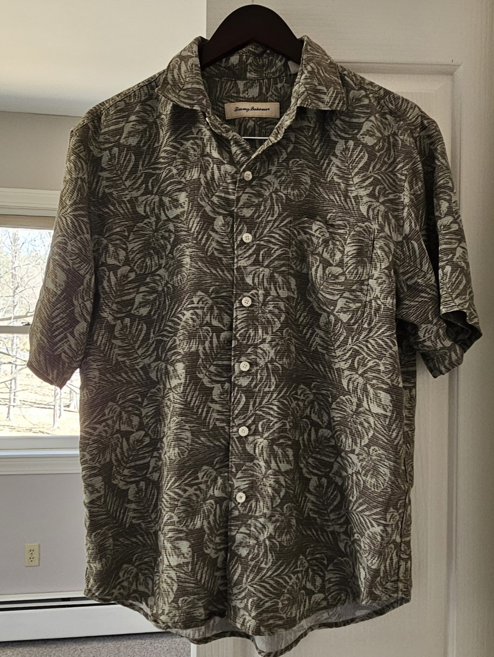 Tommy Bahama Olive Green Tropical Print Button-Down Shirt